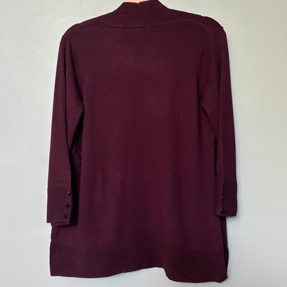 Evolution By‎ Cyrus Ancho Chile Burgundy Myna Button Sleeve Open Cardigan Medium - Picture 6 of 12